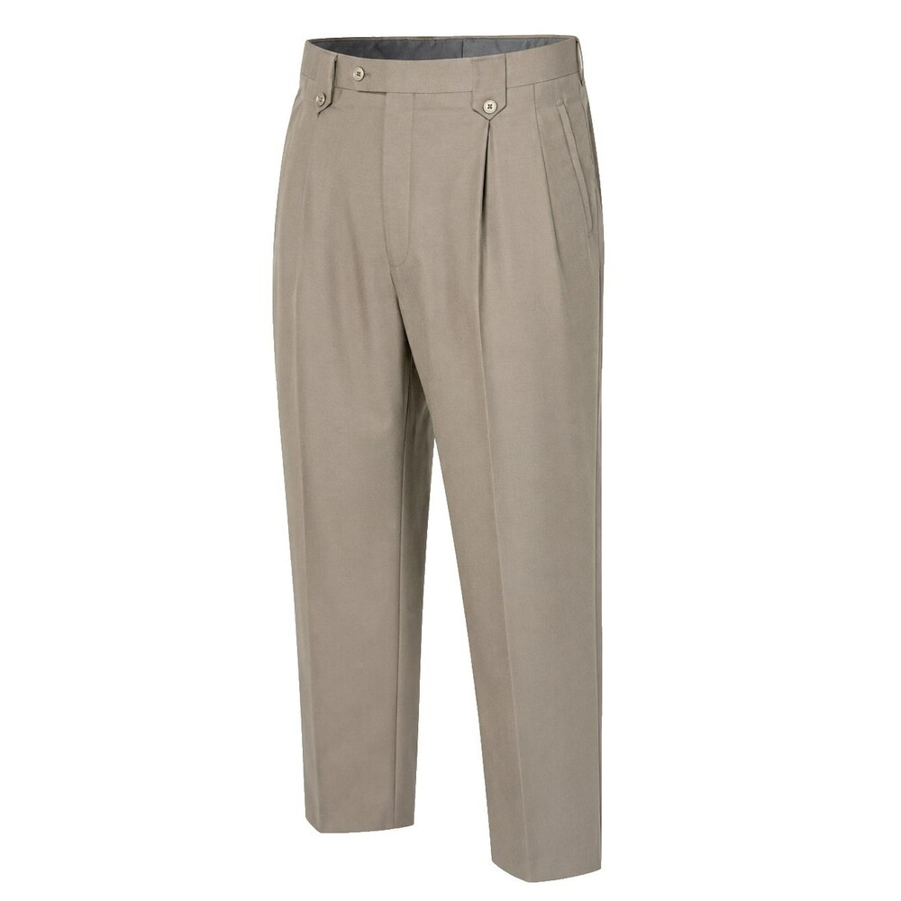 VTG Tiglio Luxe Men's 40x29 Pleated Italian Made Wide Leg Wool Pants Khaki Tan